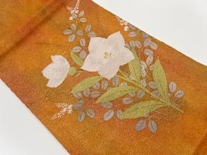 紗 萩に桔梗模様織出し開き名古屋帯（額縁仕立て）